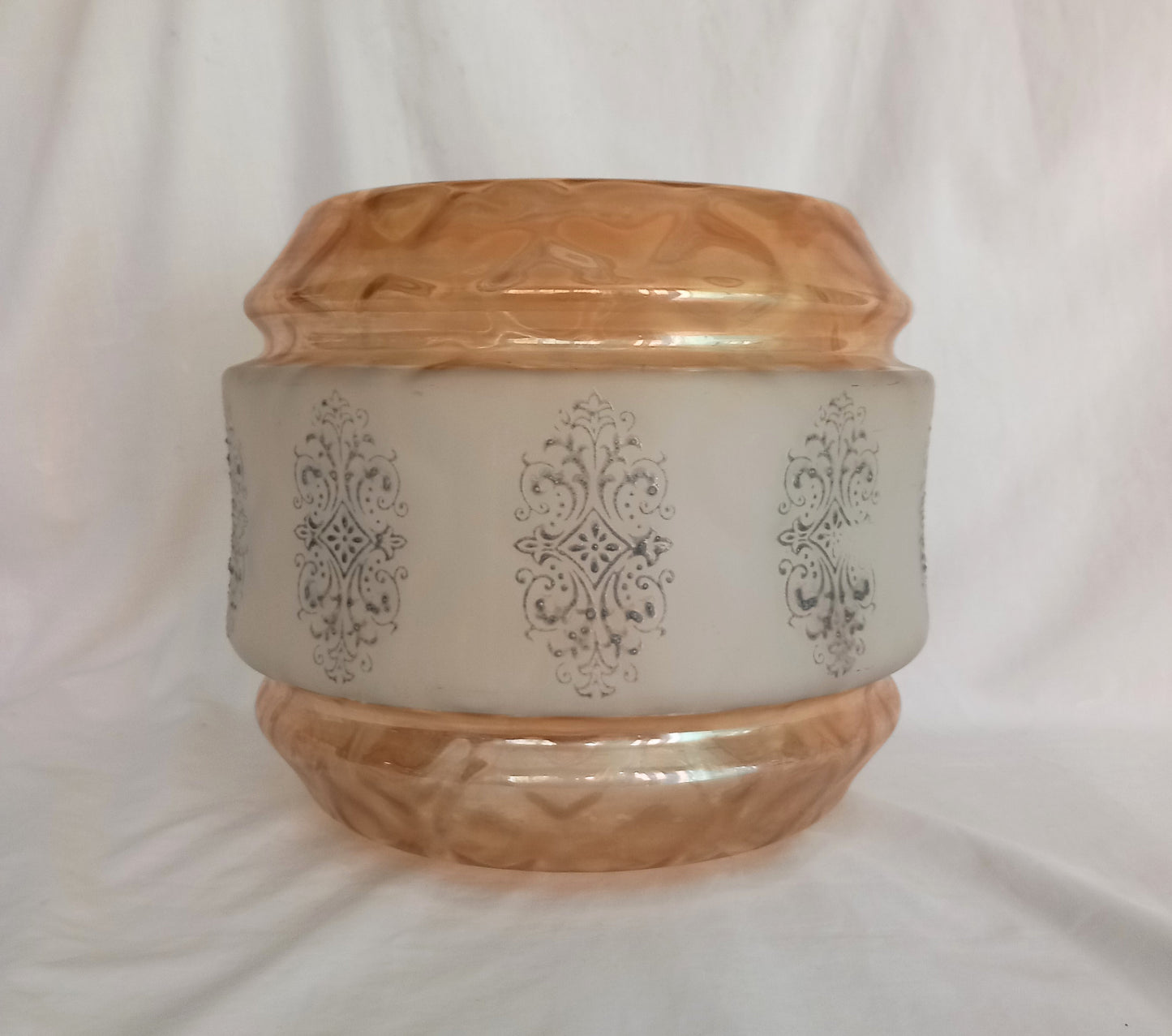 Mid Century Gold Lustre & White Glass Light Shade 10"