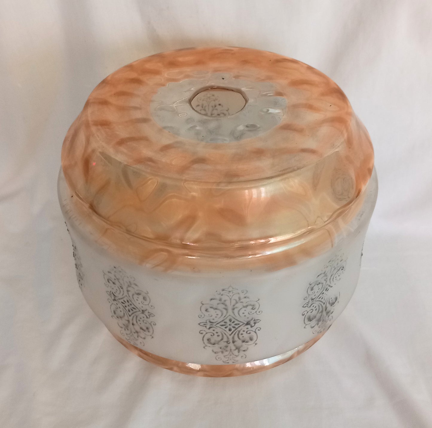 Mid Century Gold Lustre & White Glass Light Shade 10"