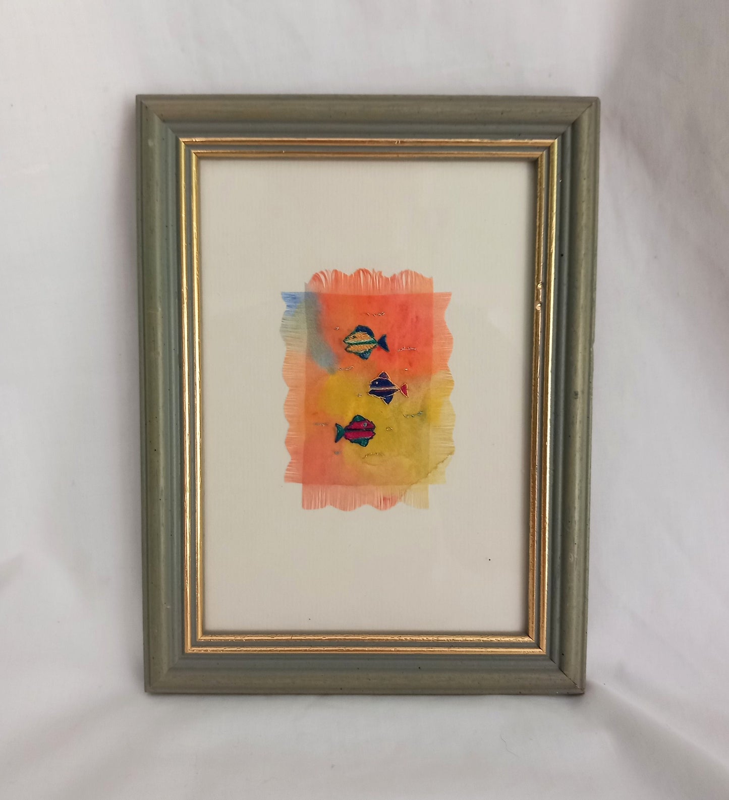 Original Framed Textile Embroidery Fish Wall Art By Jane Elizabeth Smith