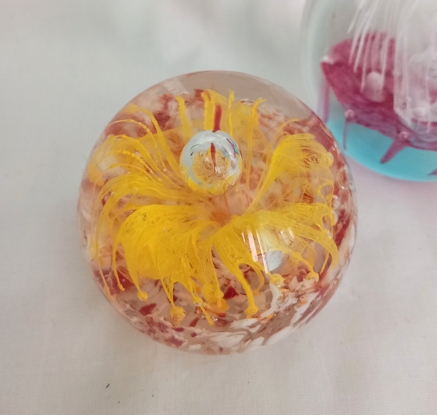 3 Art Glass Paperweights With Swirl Pattern