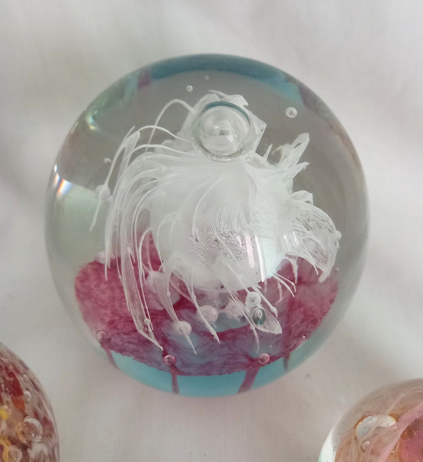 3 Art Glass Paperweights With Swirl Pattern