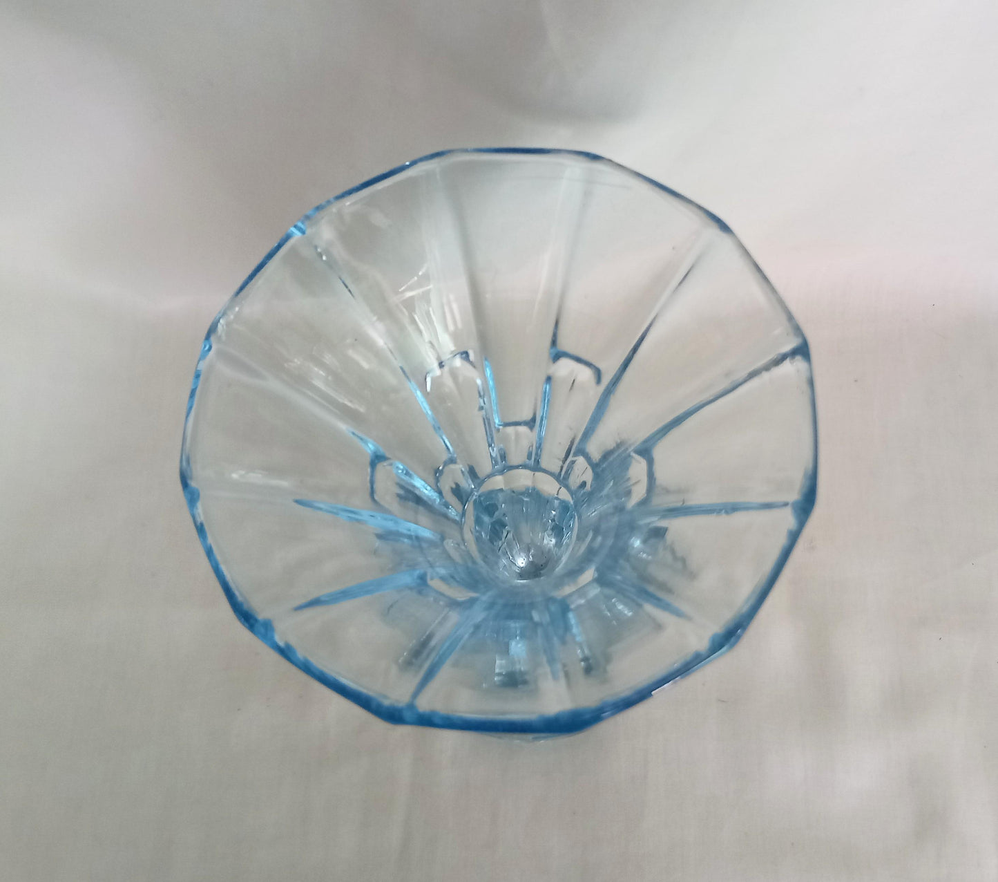 Art Deco Czech Blue Pressed Glass Rocket Vase