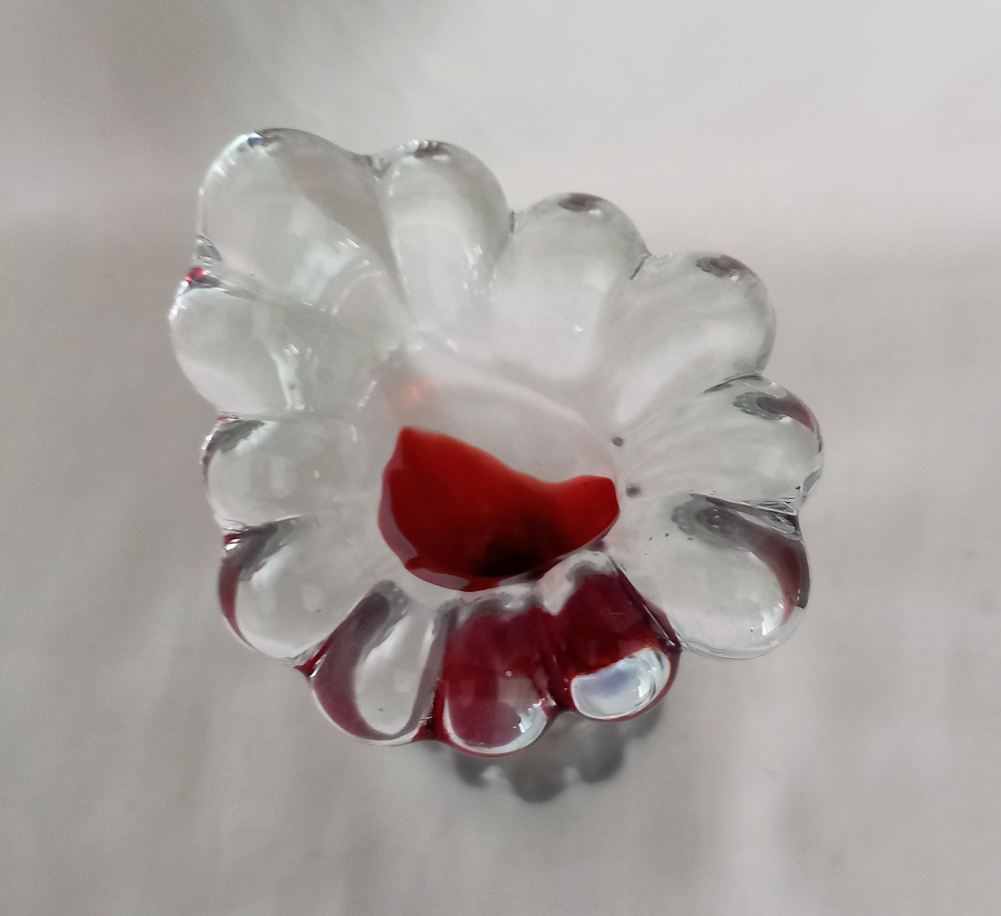 Mid century Scandinavian Aseda red cased glass bone bud vase