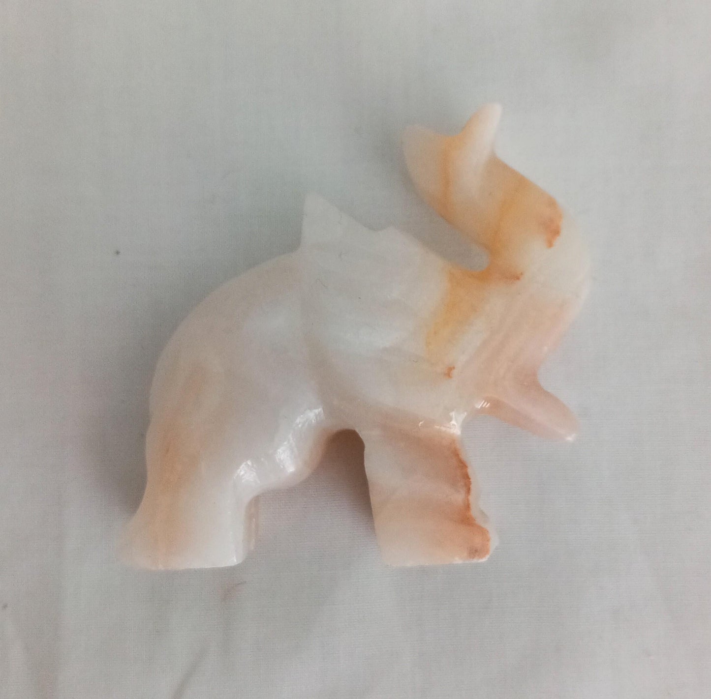 Hand Carved Orange Onyx Stone Elephant Statue
