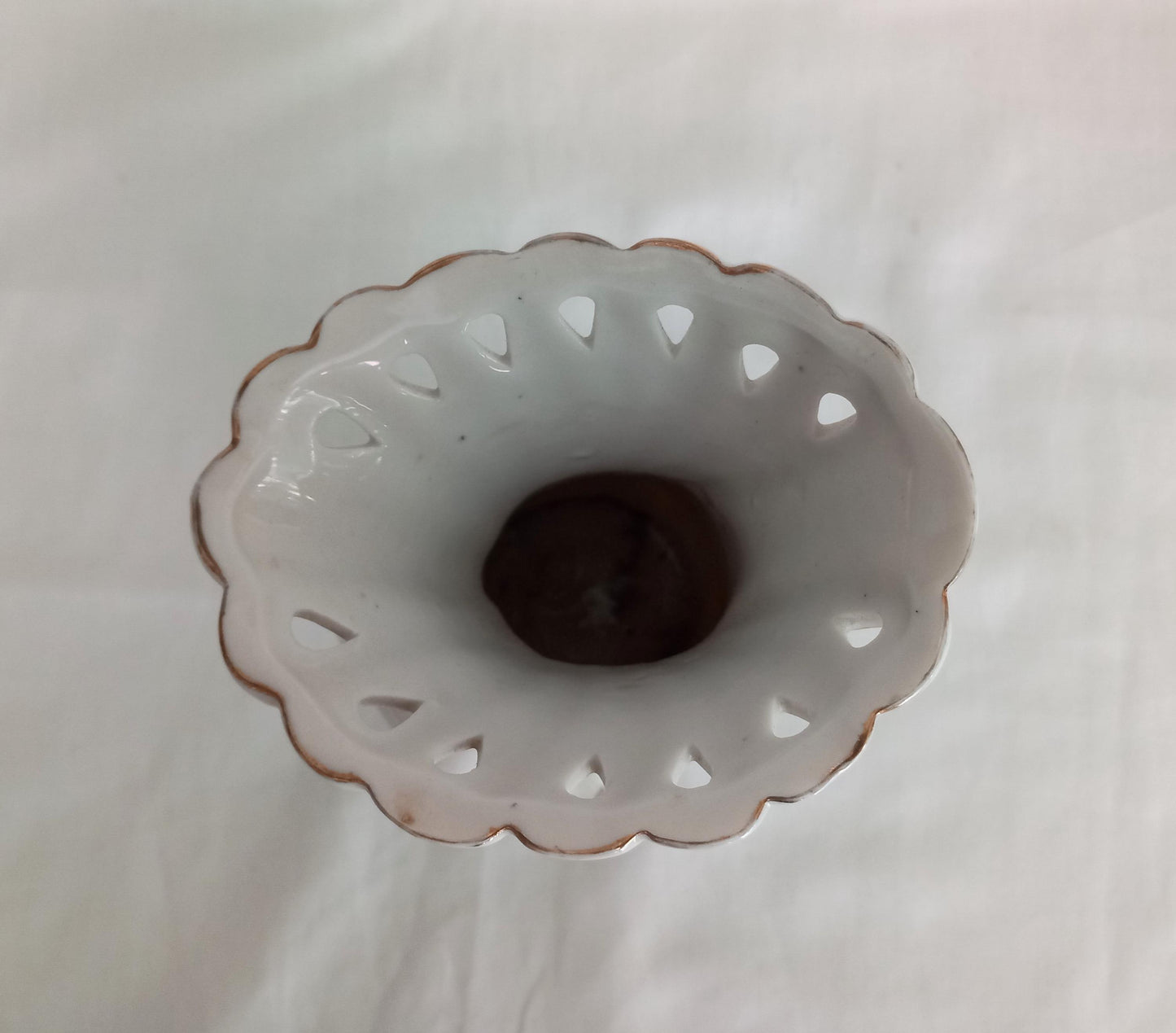 1980s Chinese White Ceramic Swan & Pink Flower Vase 6.5"