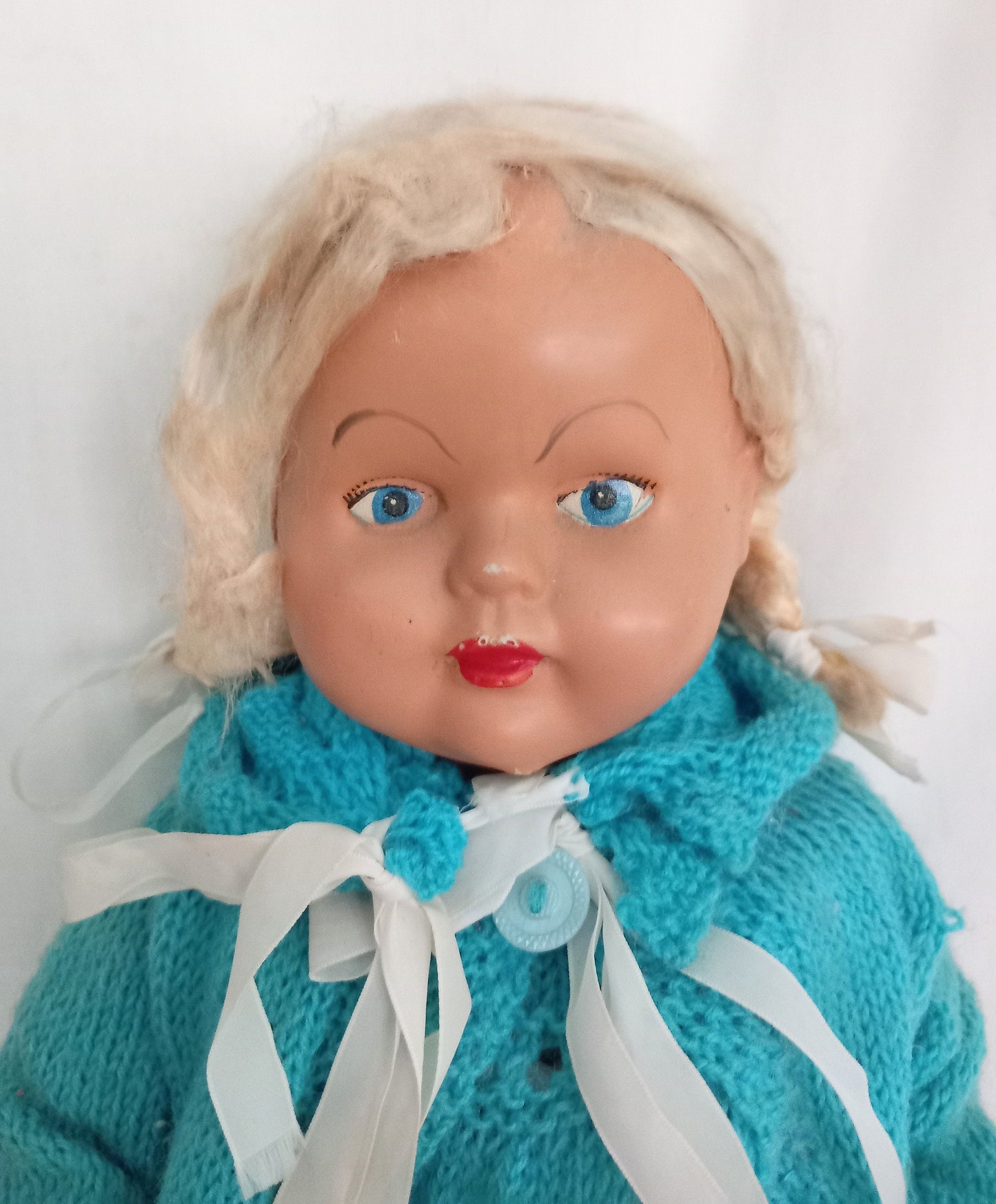 C1940s Jointed Composition Doll With Hand Made Outfit 14"