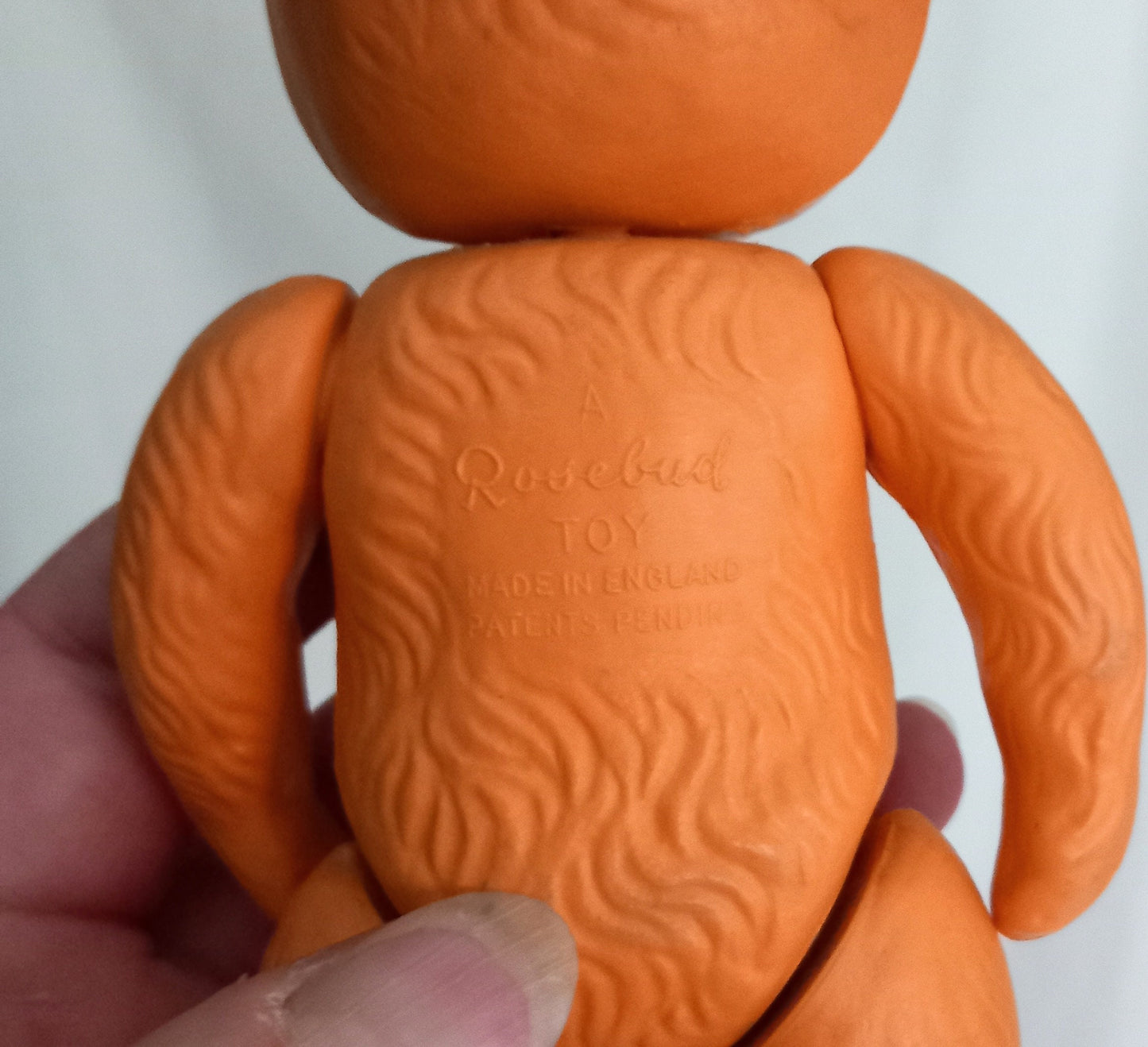 C1960s Rosebud Moulded Plastic Jointed Bear Toy 6"