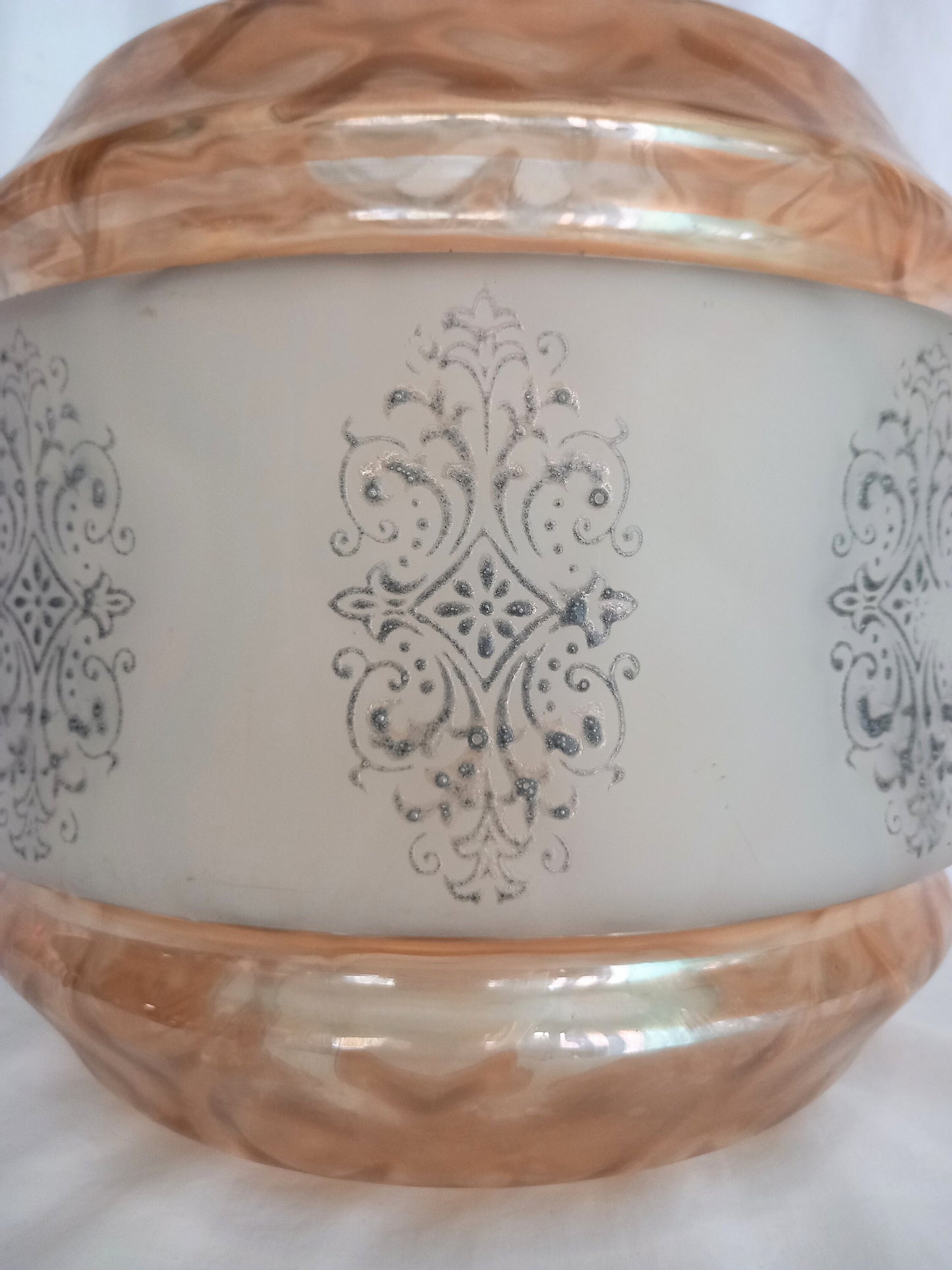 Mid Century Gold Lustre & White Glass Light Shade 10"