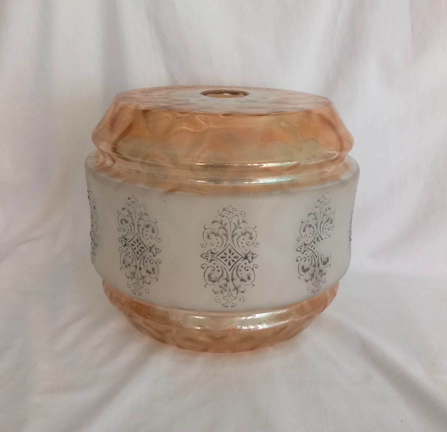 Mid Century Gold Lustre & White Glass Light Shade 10"