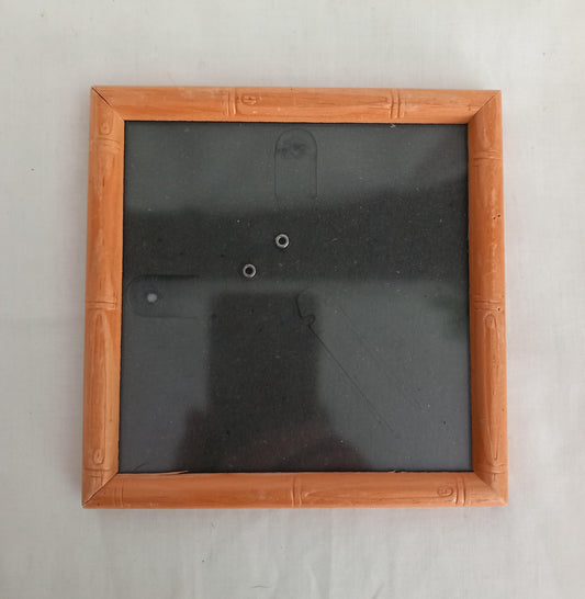 1970s Tiki style real wood bamboo design small picture frame 14.5cm