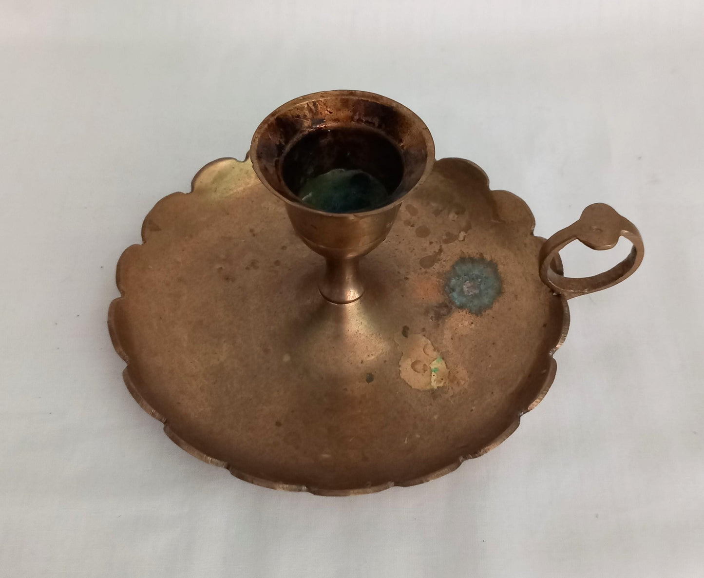 Vintage gold brass chamber stick candle holder