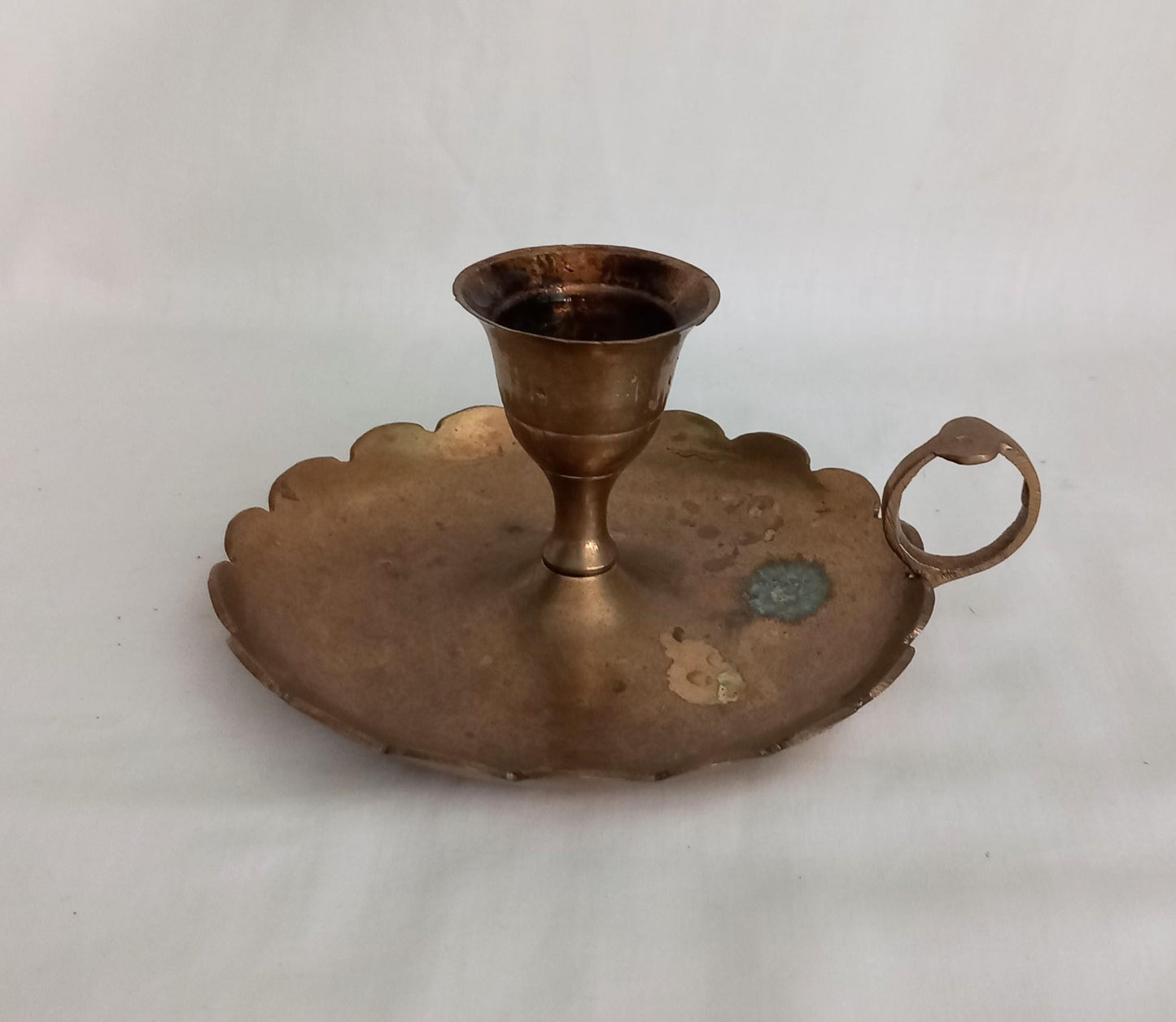 Vintage gold brass chamber stick candle holder