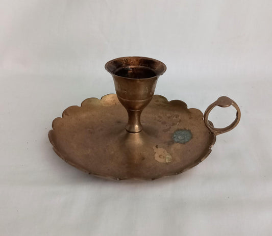 Vintage gold brass chamber stick candle holder