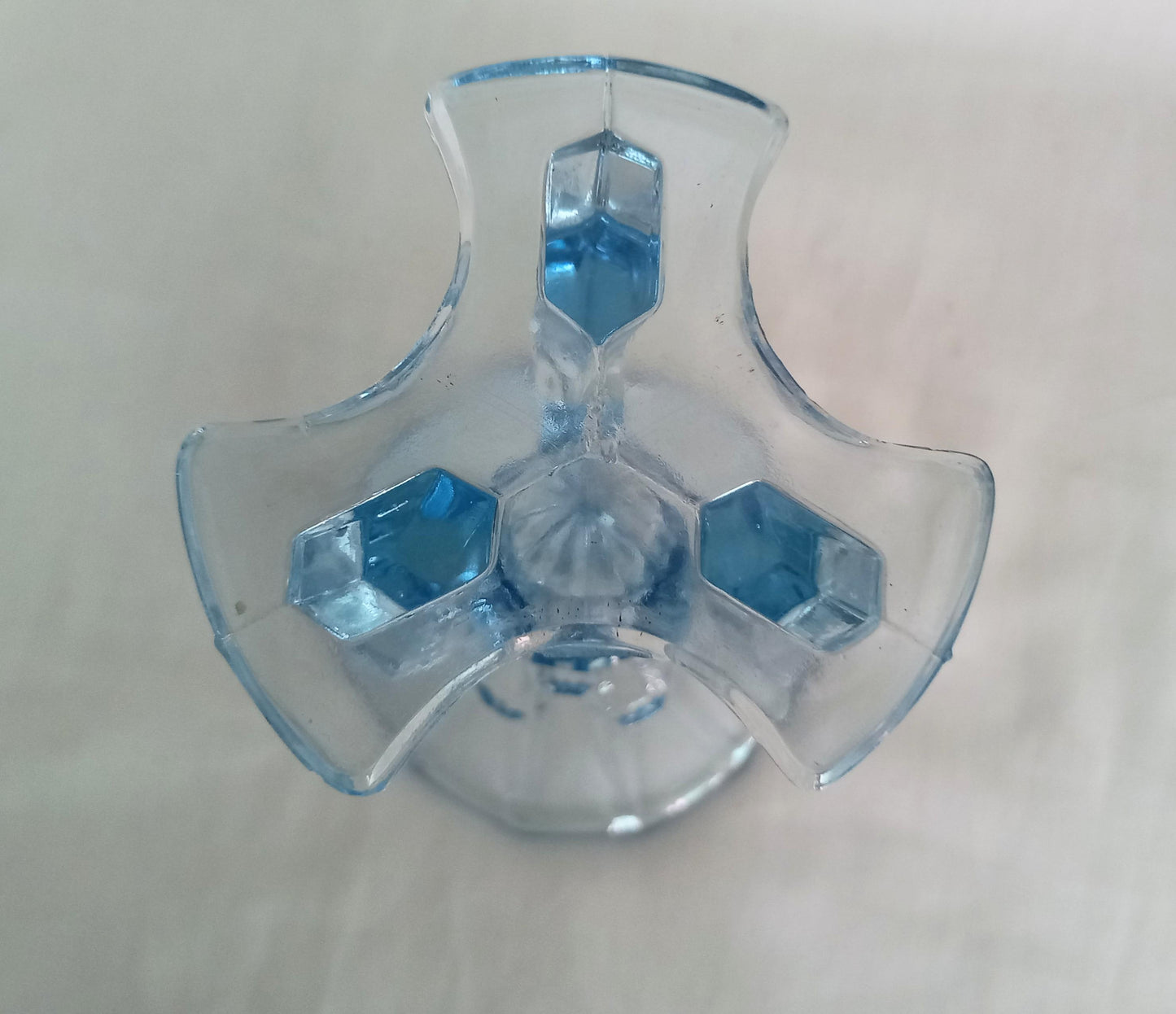 Art Deco Czech Blue Pressed Glass Rocket Vase