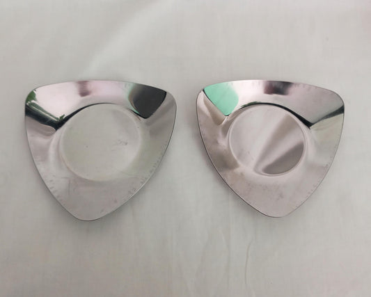 1970s Modernist Style Pair Of Steel Tricorn Dishes or Candleholders