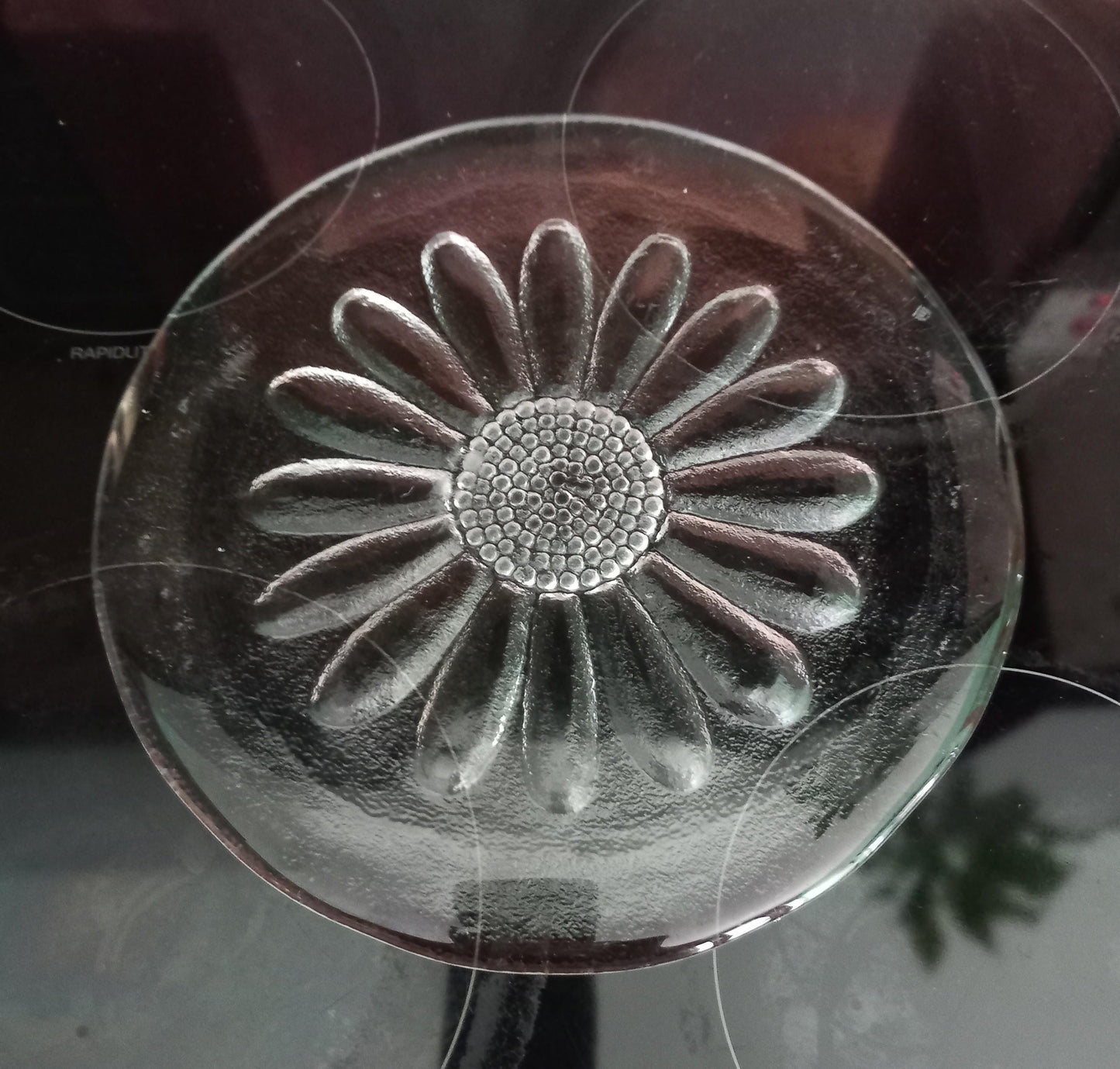 Dartington Daisy Flower Clear Glass Cheese Platter By Frank Thrower
