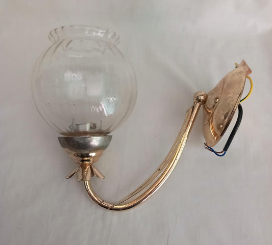 Set Of 3 Brass Leaf Design Sconce Wall Lights With Glass Shades