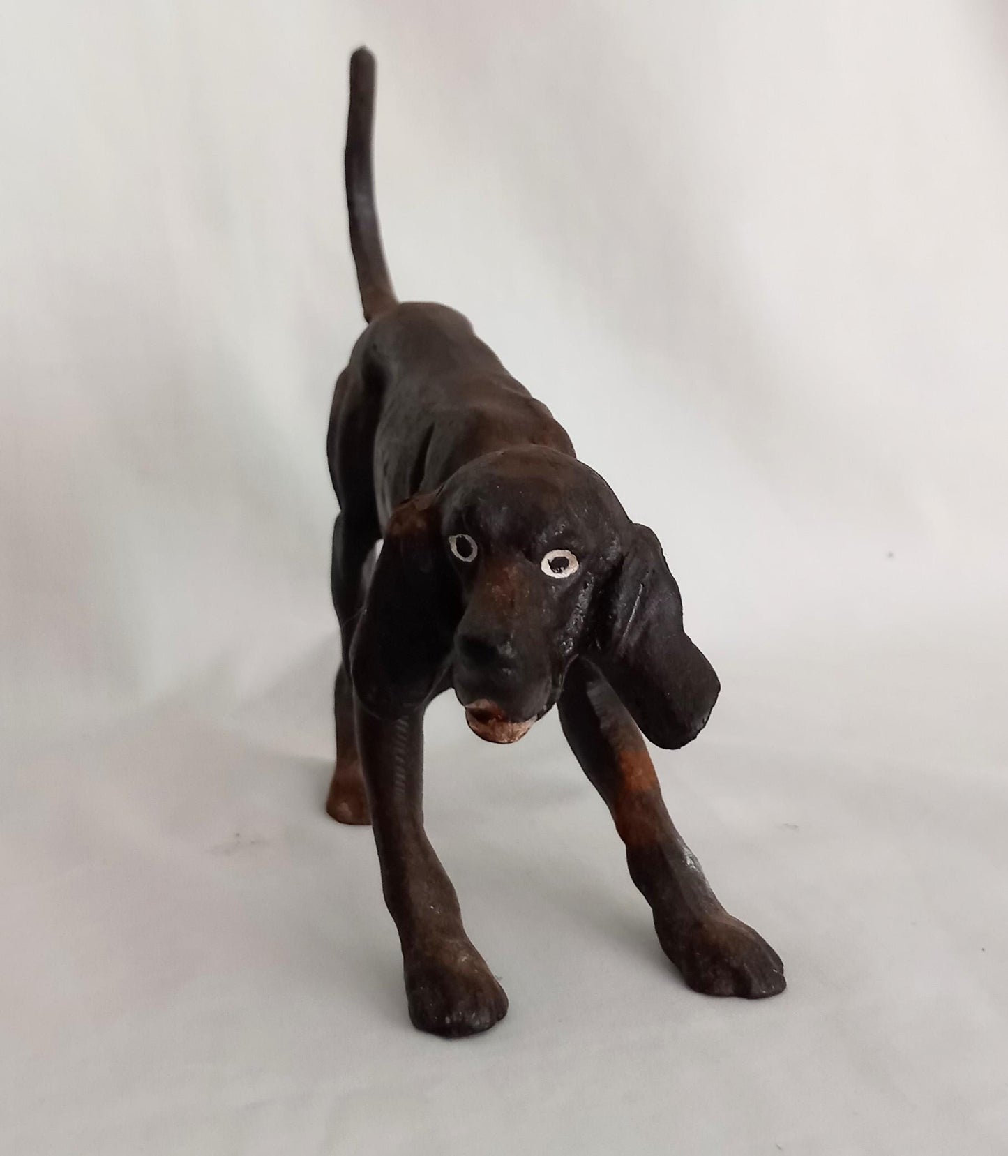 Antique solid cast metal blood hound dog sculpture 8.75"