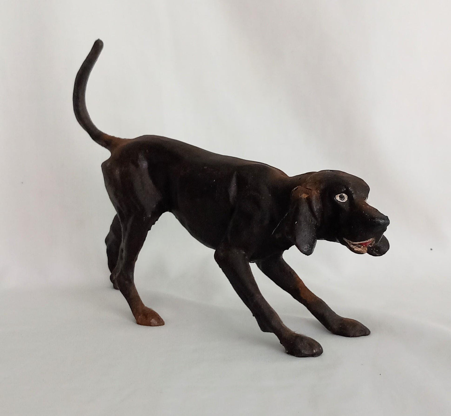 Antique solid cast metal blood hound dog sculpture 8.75"