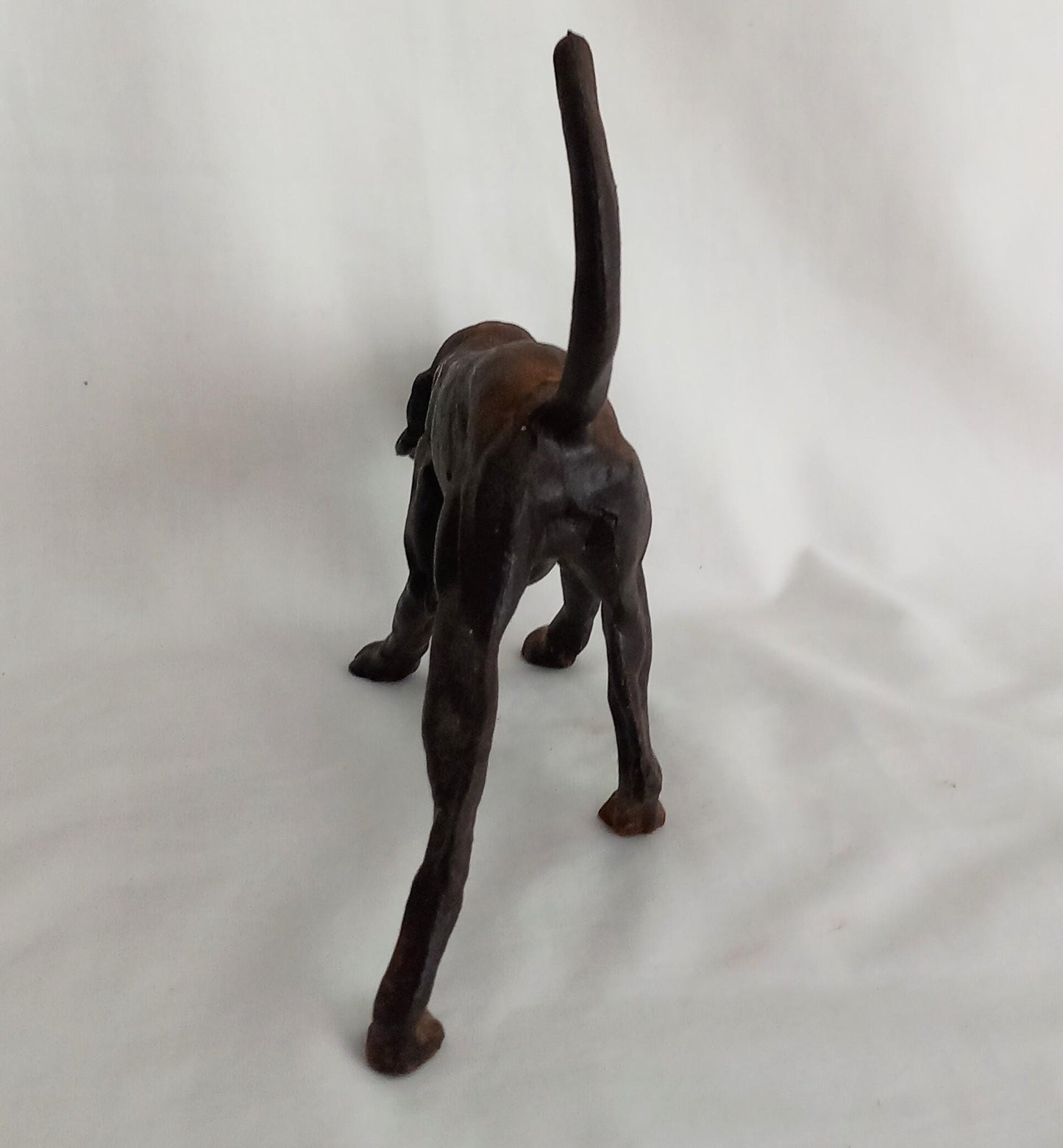 Antique solid cast metal blood hound dog sculpture 8.75"