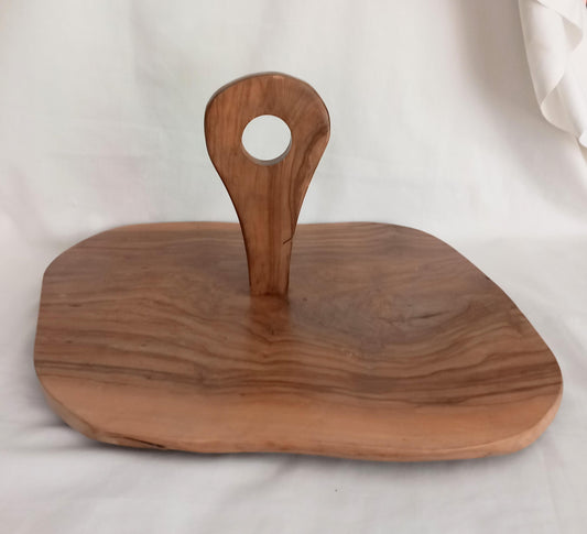 1970s Rustic Solid Wooden Slice Serving Platter