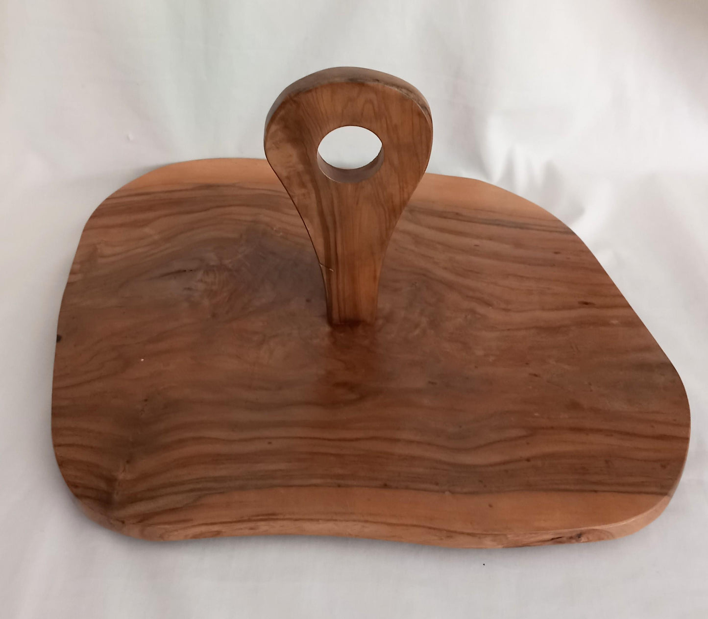 1970s Rustic Solid Wooden Slice Serving Platter