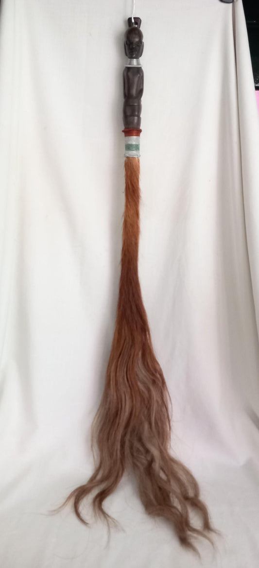 African Carved Wood & Horse Hair Fly Swat