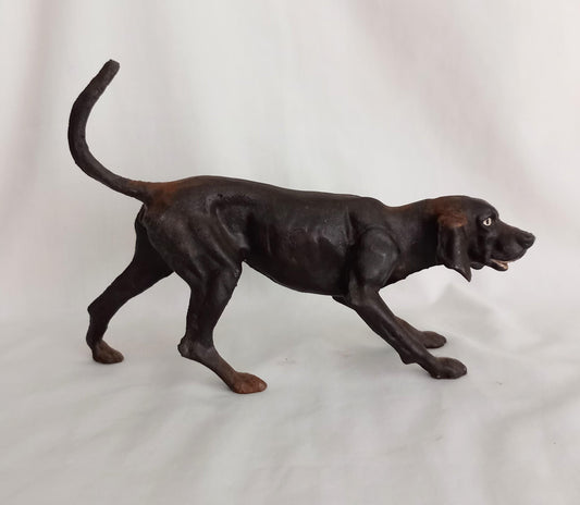 Antique solid cast metal blood hound dog sculpture 8.75"