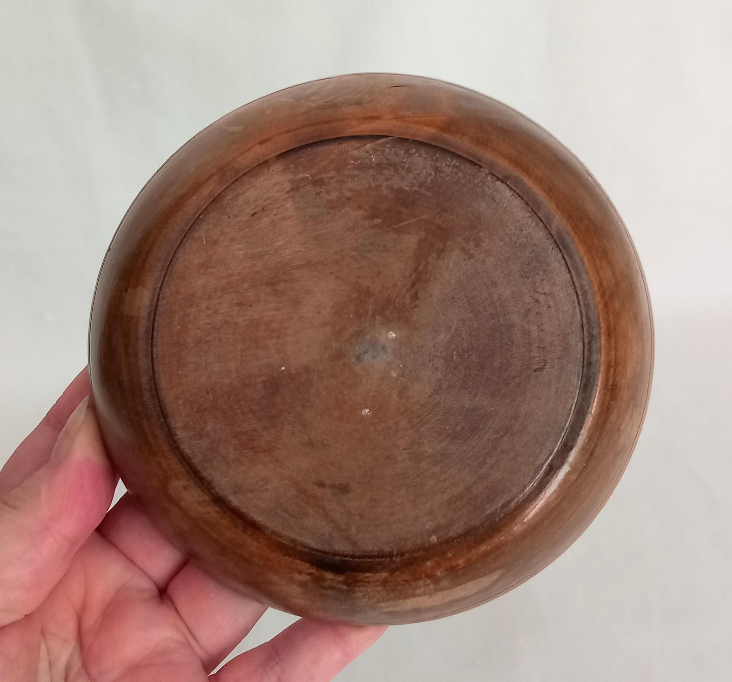 Vintage Indian carved wood trinket pot with lid