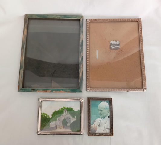 Lot Of 4 Vintage Picture Frames Art Deco, Wood & Metal