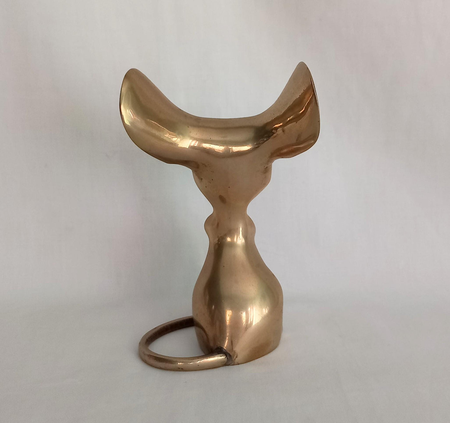 Vintage Mid Century Brass Mouse Figure gold metal heavy statue paperweight 5.5"
