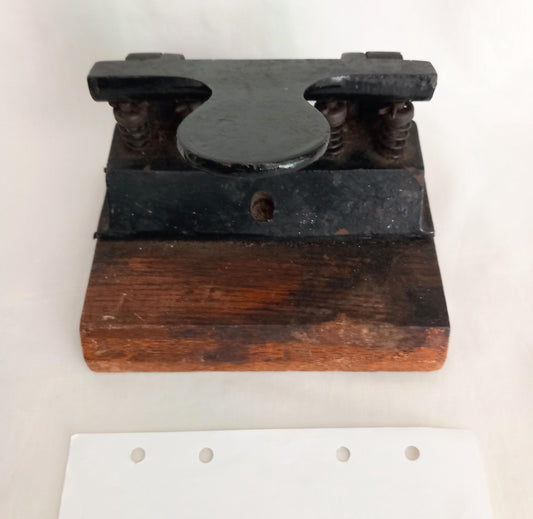 Antique Victorian Cast Iron & Wooden Base Hole Punch
