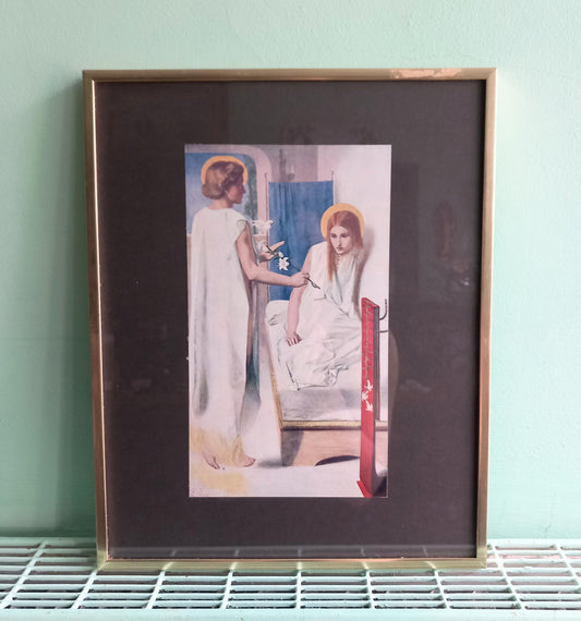 Framed Edwardian Print 'Ecce Ancilla Domini' By Rossetti Pre-Raphaelite