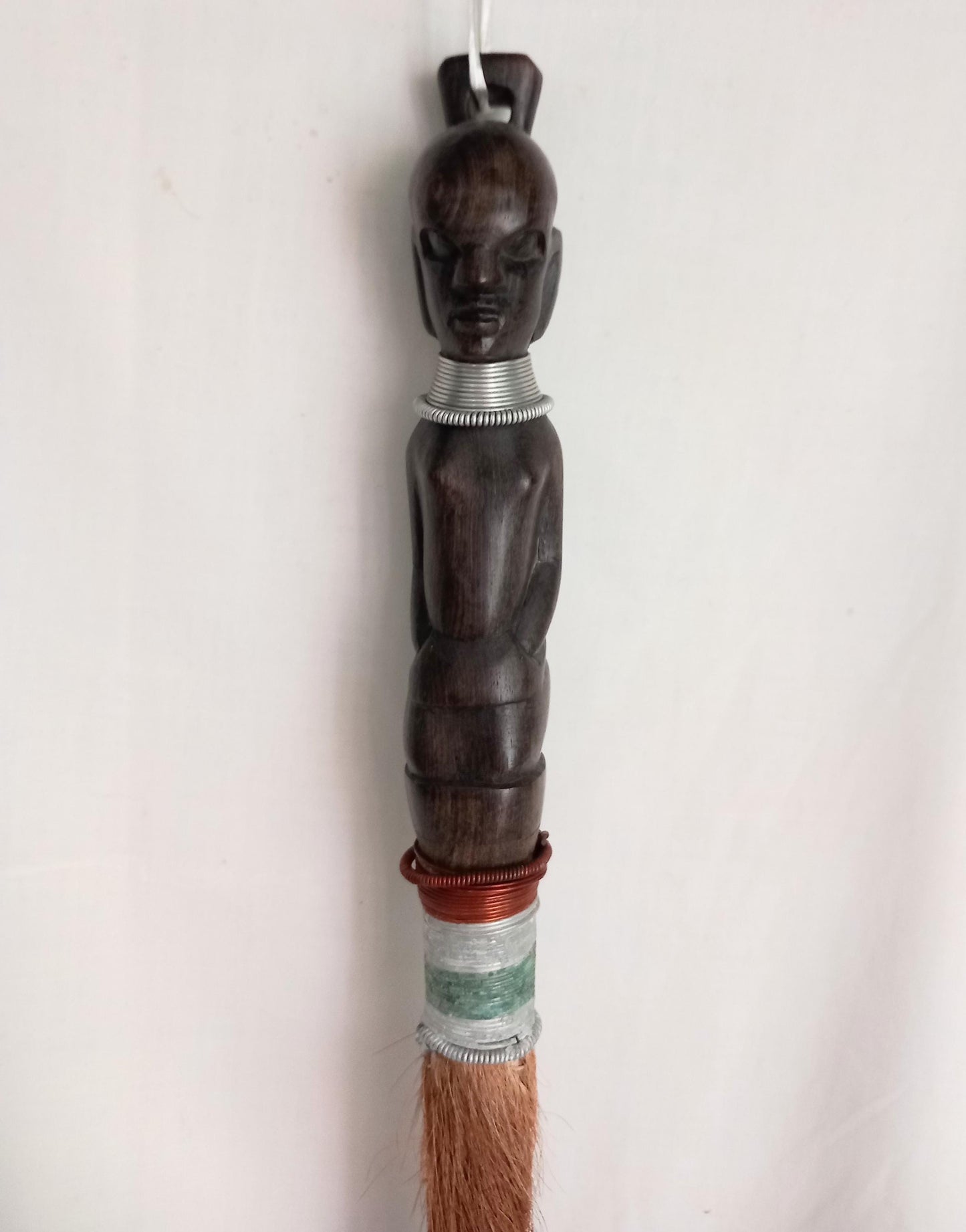 African Carved Wood & Horse Hair Fly Swat