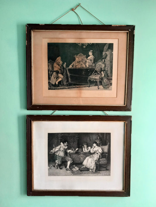Pair of antique engravings in period wooden Frames