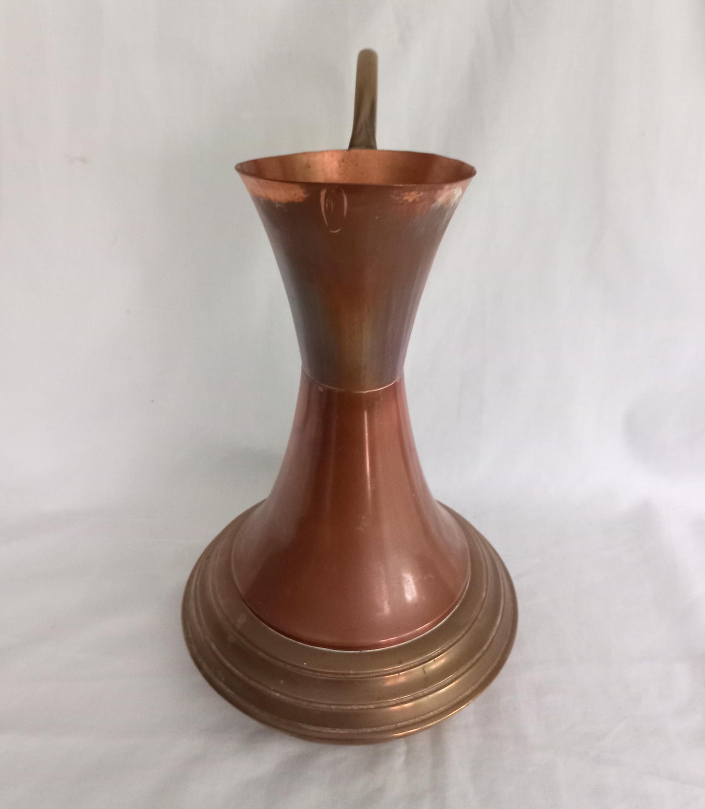 Vintage copper plated and brass metal jug 12.75"