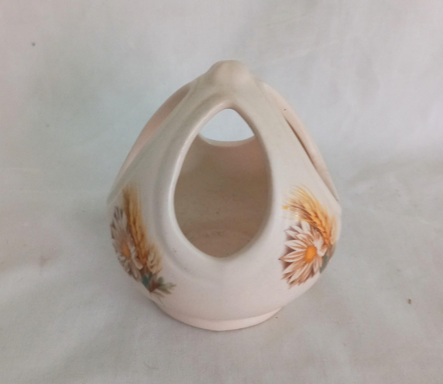 Mid Century Purbeck Swanage posy vase with yellow daisy and wheat pattern