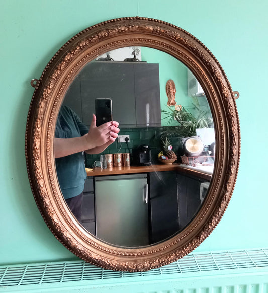 Victorian decorative wood and plaster framed gold wall mirror