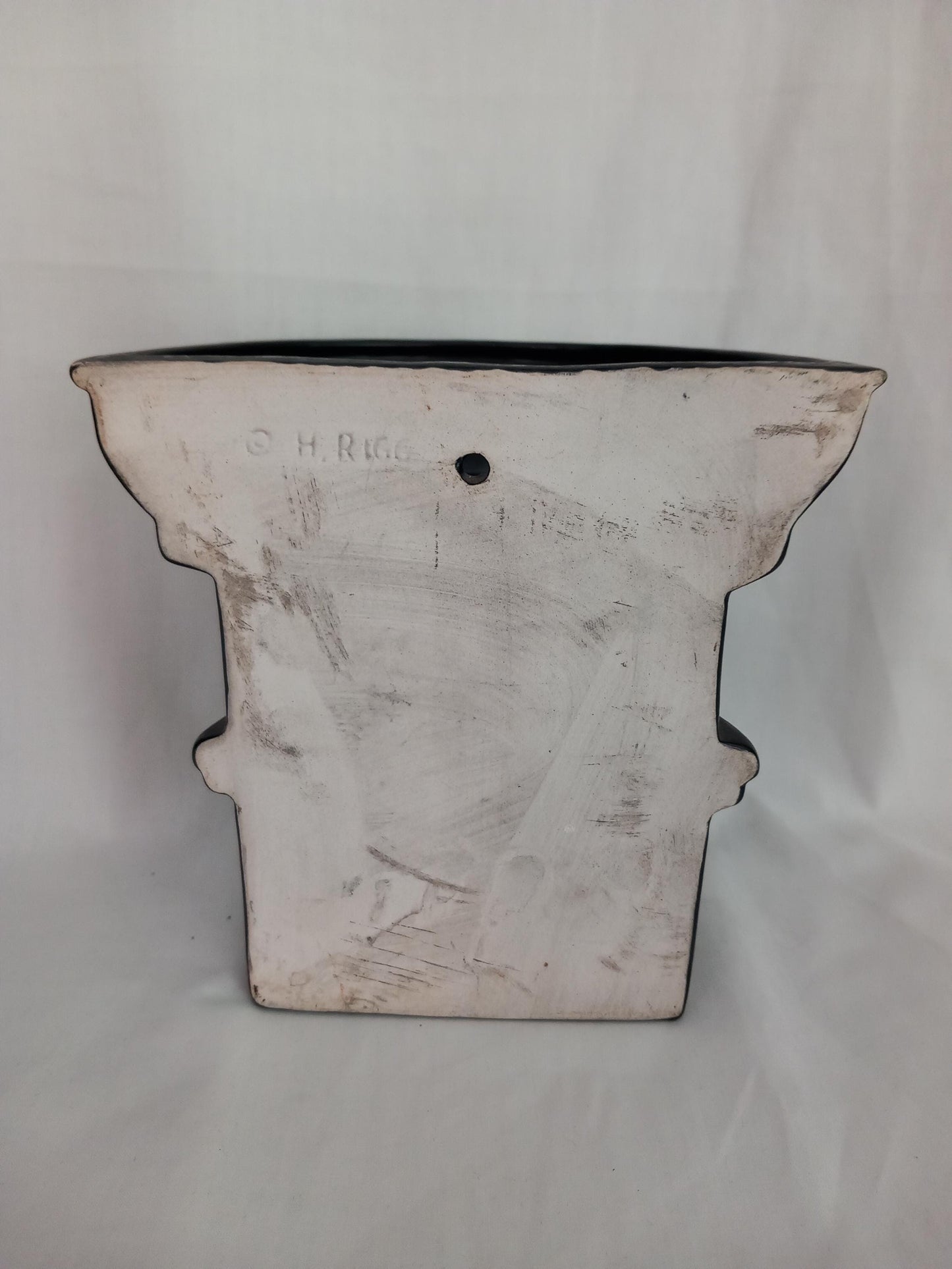 C1950s H Rigg black column design ceramic wall pocket