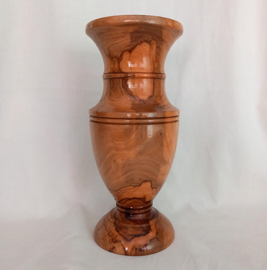 Late 20th century turned wooden urn shaped vase