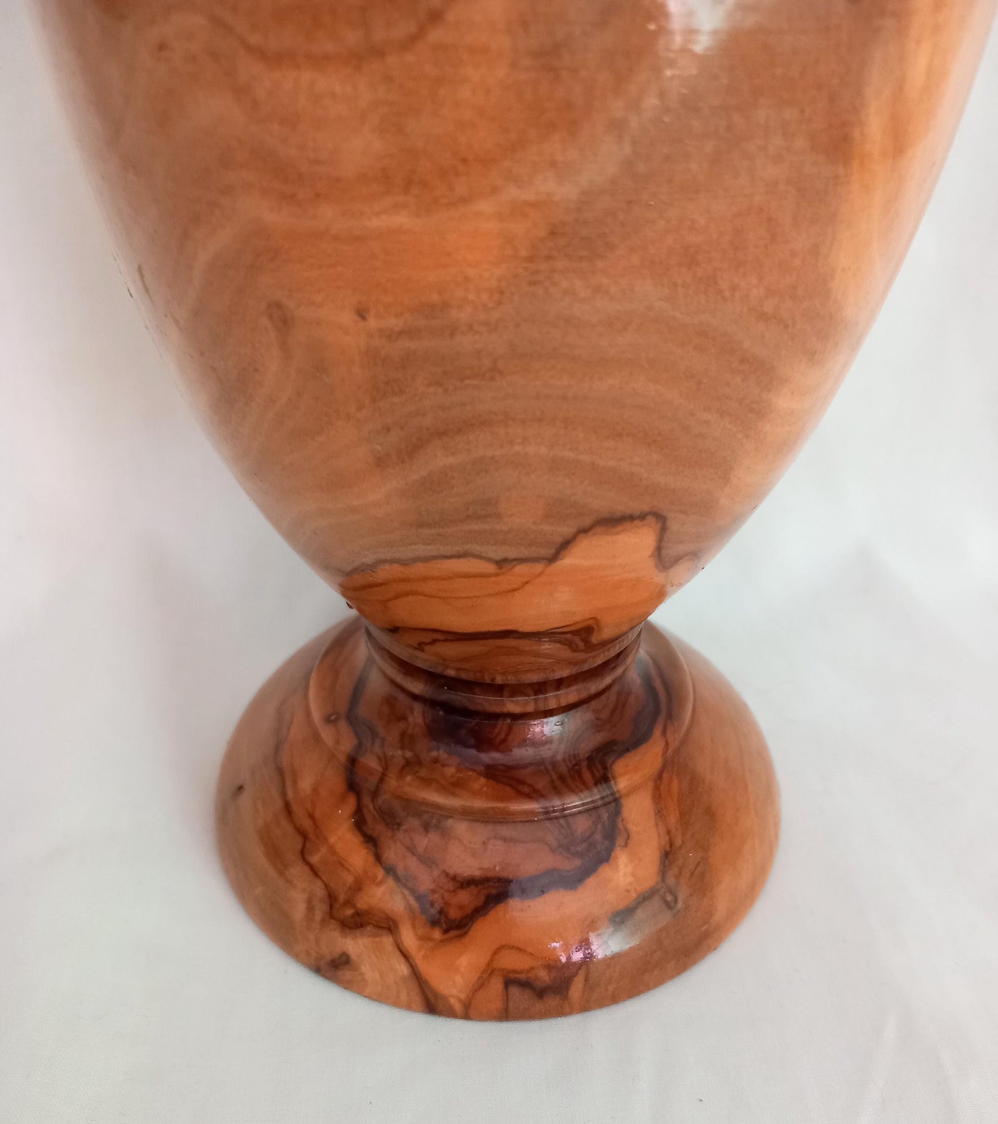 Late 20th century turned wooden urn shaped vase