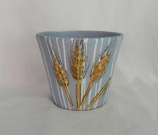 Mid Century 1950s Italian lava glaze grey & yellow plant pot