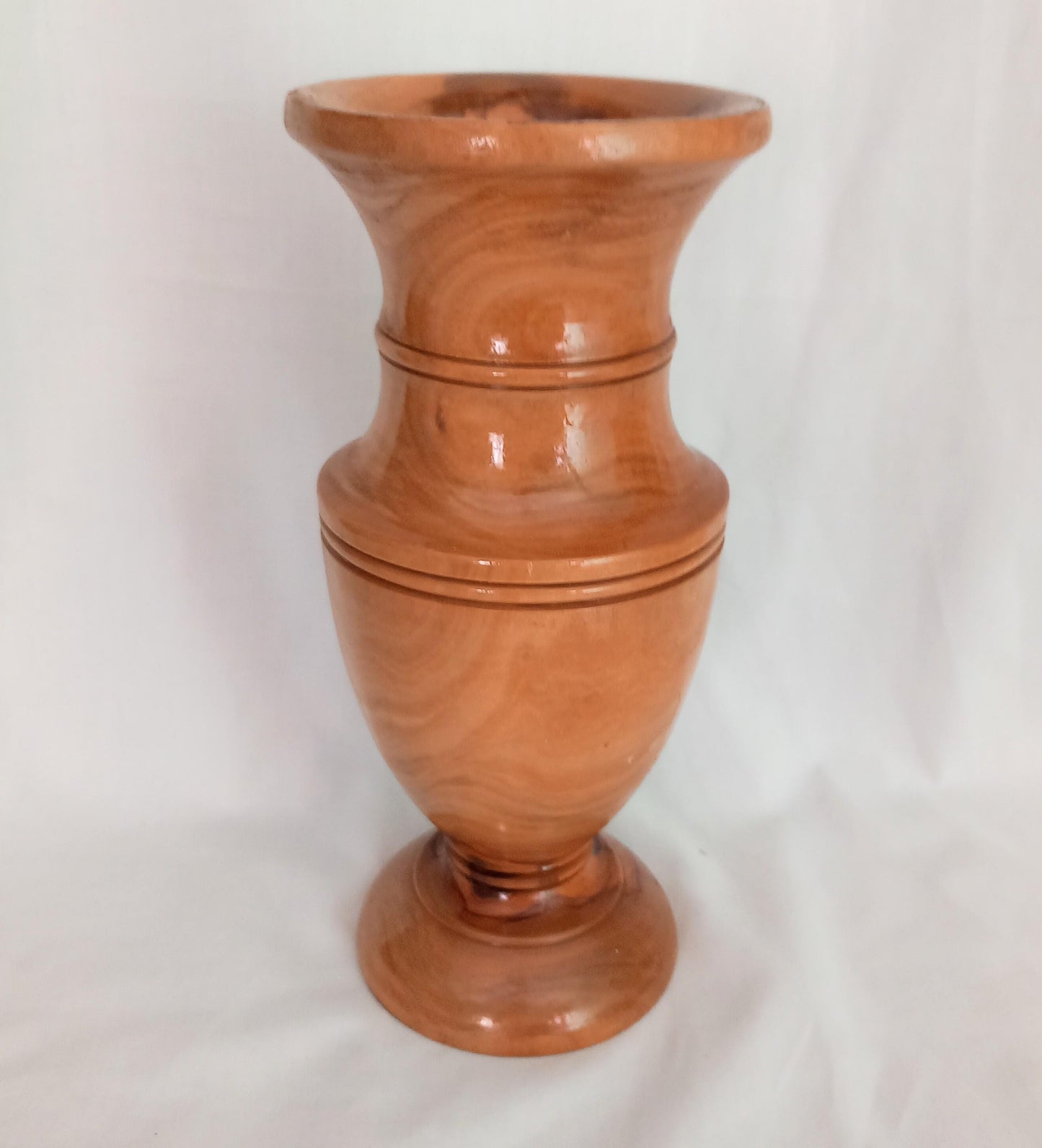 Late 20th century turned wooden urn shaped vase
