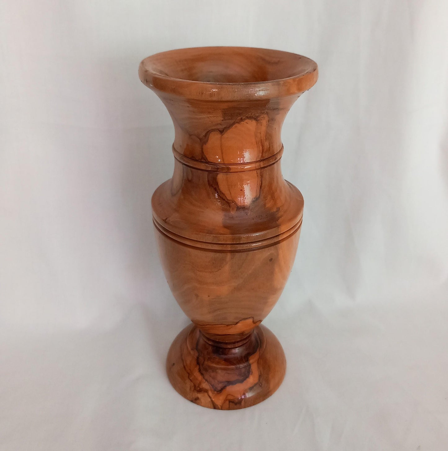 Late 20th century turned wooden urn shaped vase