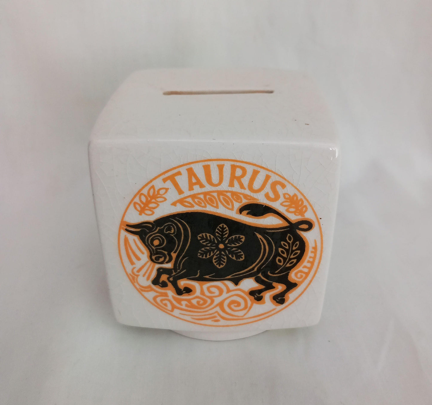 Mid Century Broadstairs Taurus star sign ceramic moneybox