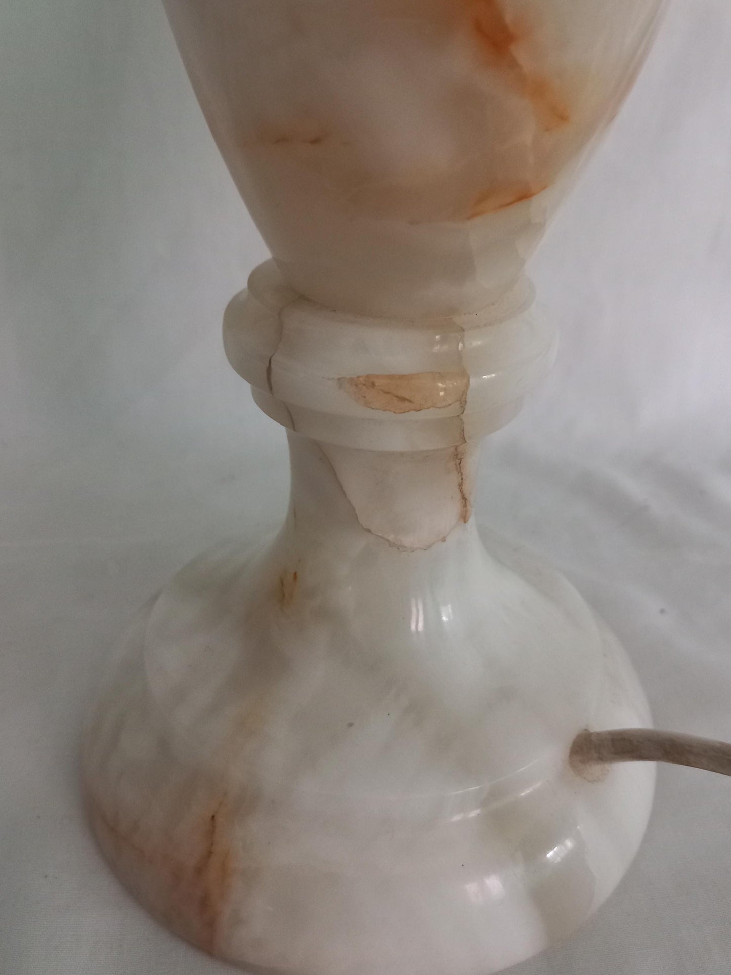 1970s green and orange onyx stone table lamp PAT yested