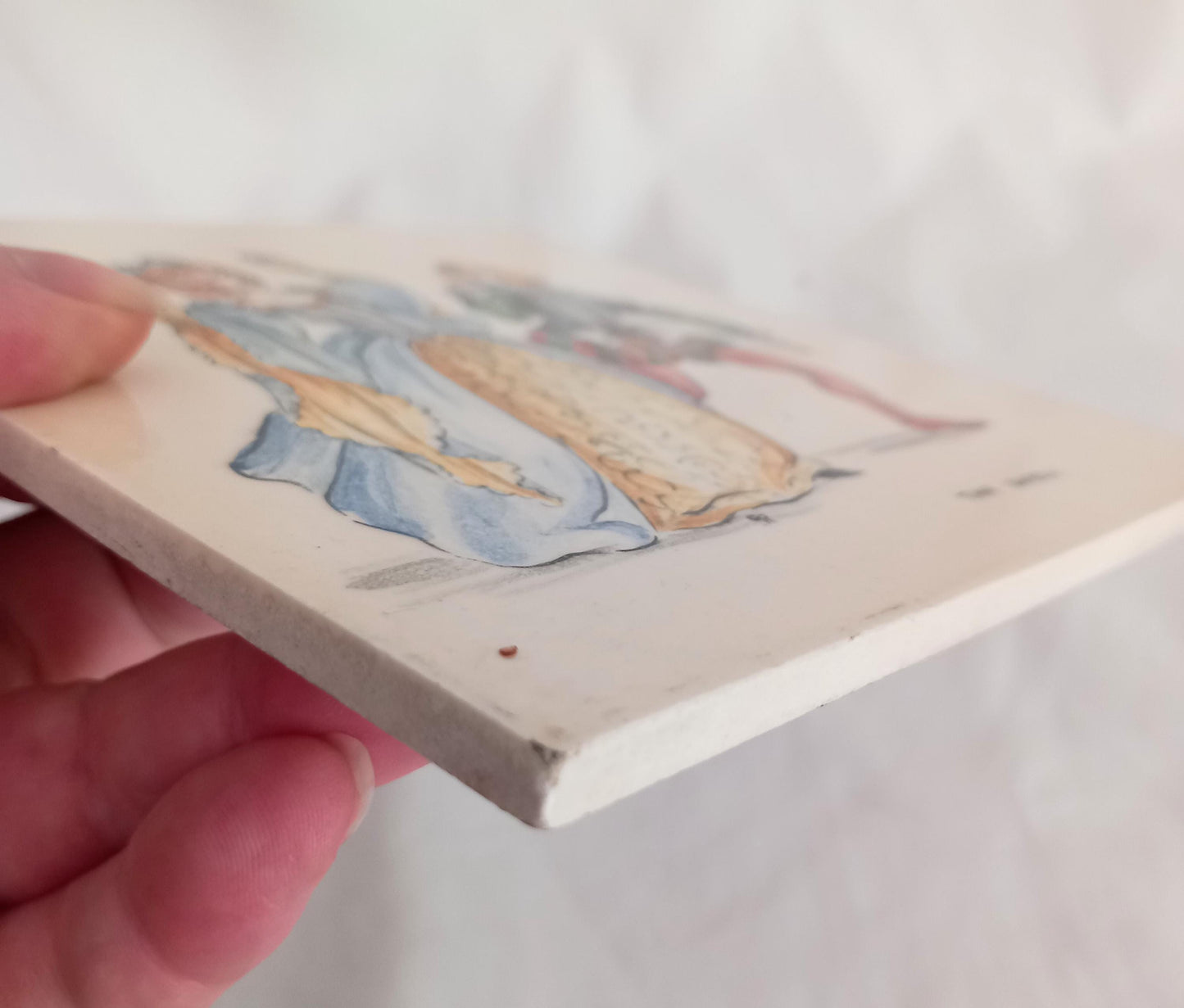 Vintage Pilkington hand painted Shakespeare ceramic tile 'The Shrew'