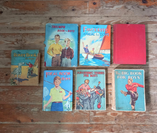 Lot of 7 vintage 1930s to 1950s illustrated children's books for boys