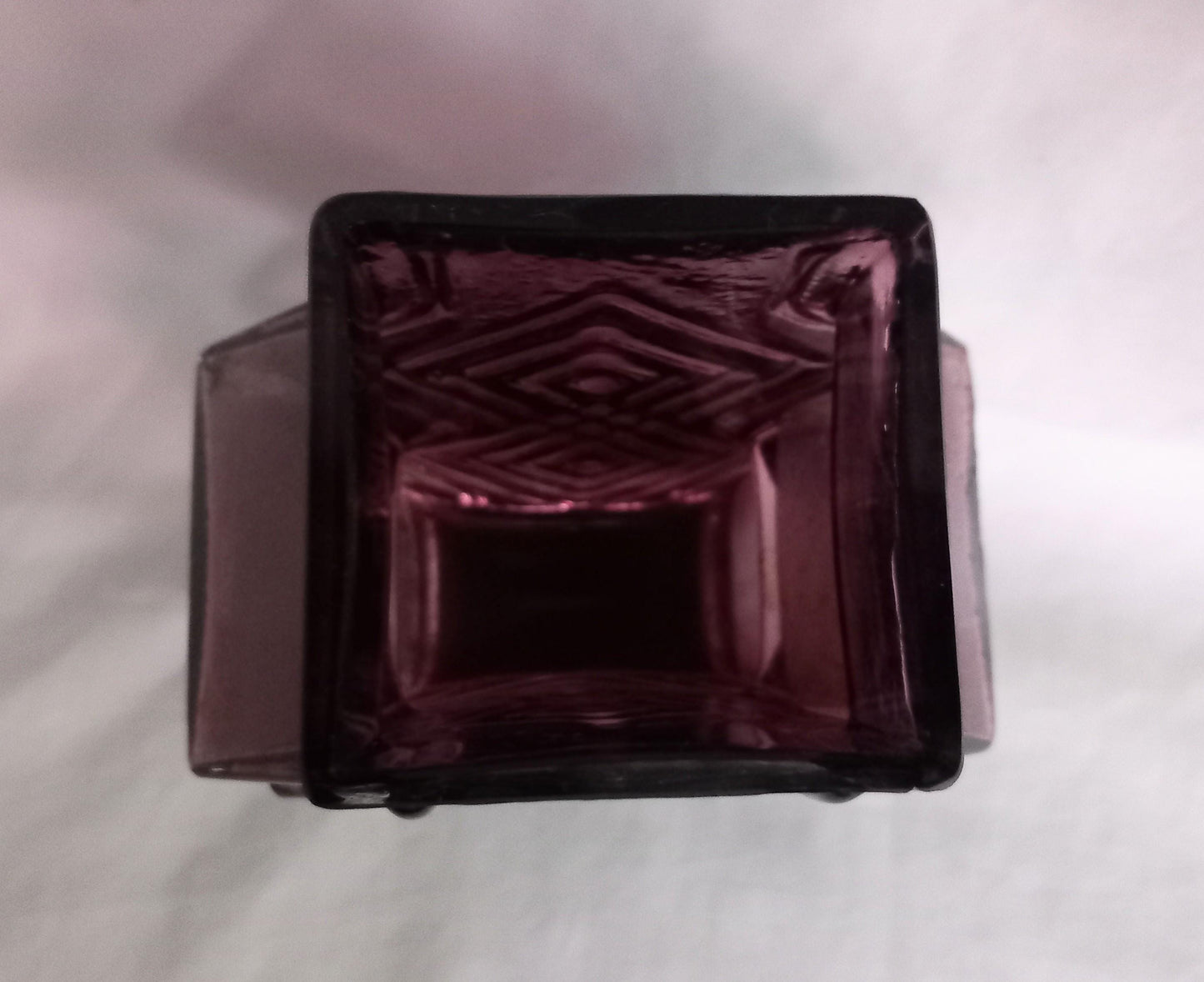 Whitefriars Glass aubergine purple textured Double Diamond vase #9759