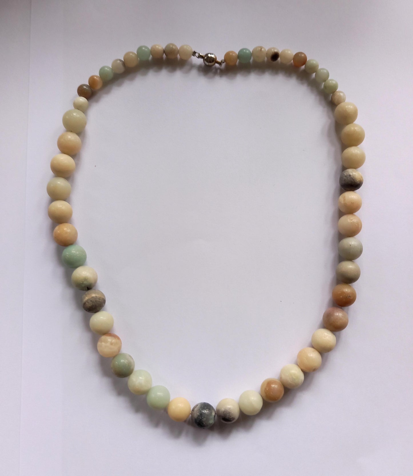 Vintage blue, cream and grey marble semi precious stone bead necklace